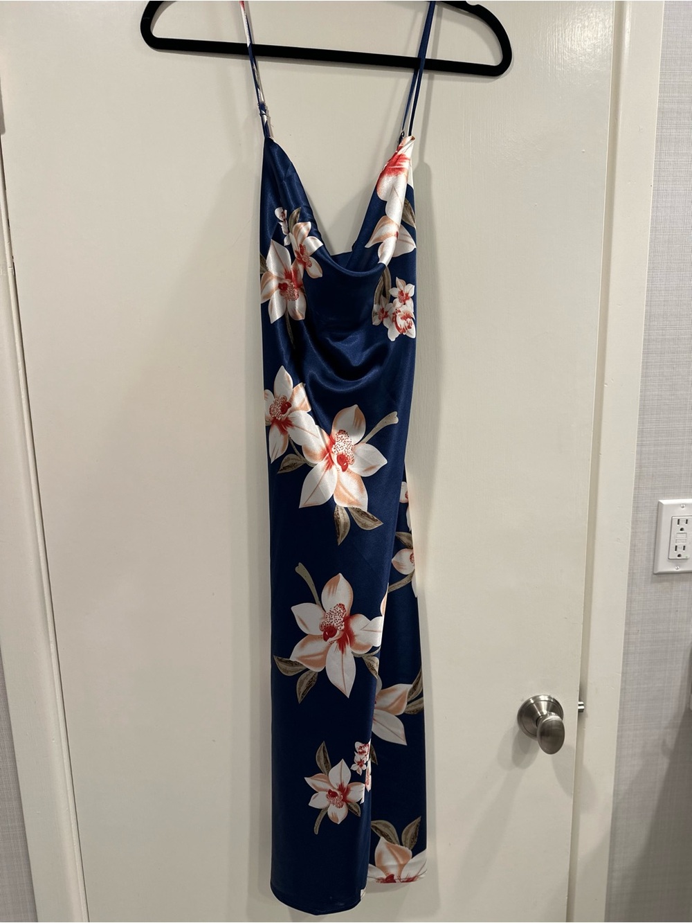 Baltic Born Navy Floral Cowl Midi Dress
